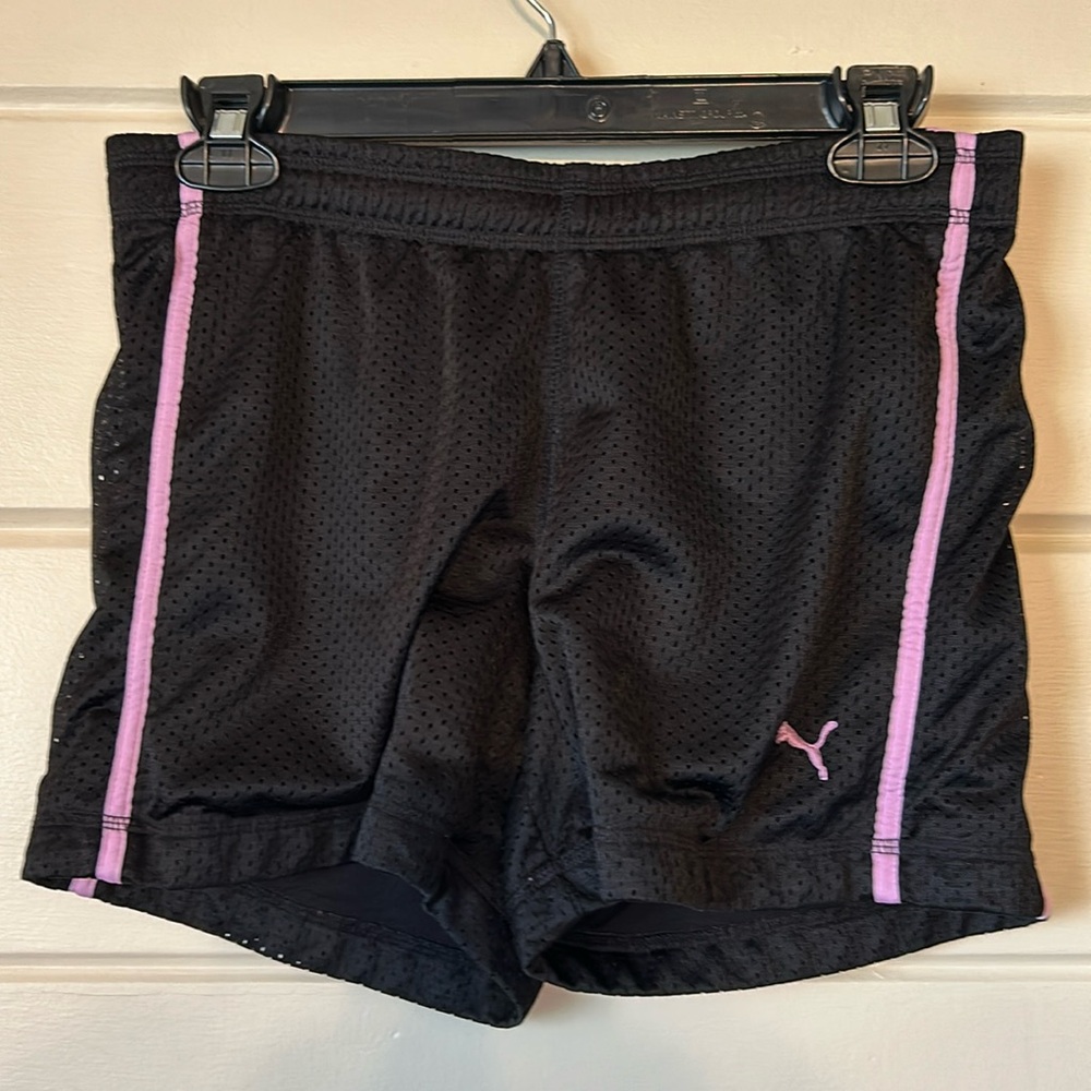 Puma Athletic Shorts - Black Mesh - Size Small